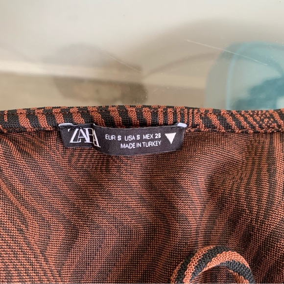 ZARA BROWN JACQUARD MINI DRESS - Picture 10 of 10